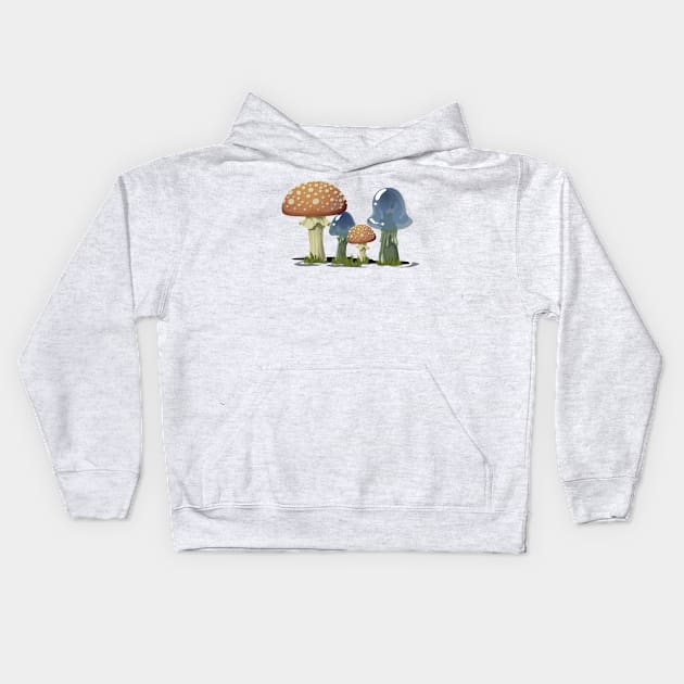 The Two Couple Mushrooms Kids Hoodie by LineXpressions